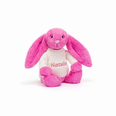 Jellycat Bashful Hot Pink Conejo with Cream Jumper | HWMV-27304